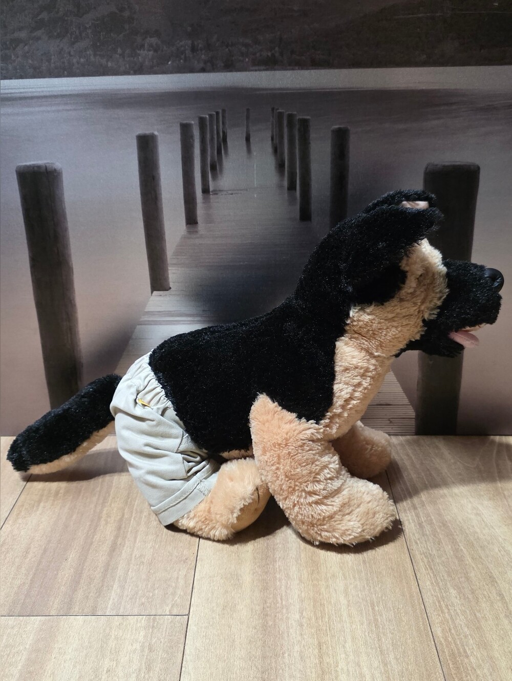 Build-A-Bear Black and Tan German Shepherd Plush in Removable Shorts